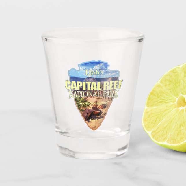 Hauptstadt Reef NP (Pfeilspitzen) Schnapsglas (Vorderseite)