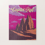 Hauptstadt Riff Nationalpark Illustration<br><div class="desc">Hauptstadt Reef Vektorgrafik Design. Der Park umgibt eine lange Falte in der Erde, bekannt als die Wassertaschenfalte, mit Schichten von goldenem Sandstein, Schluchten und markanten Felsformationen.</div>