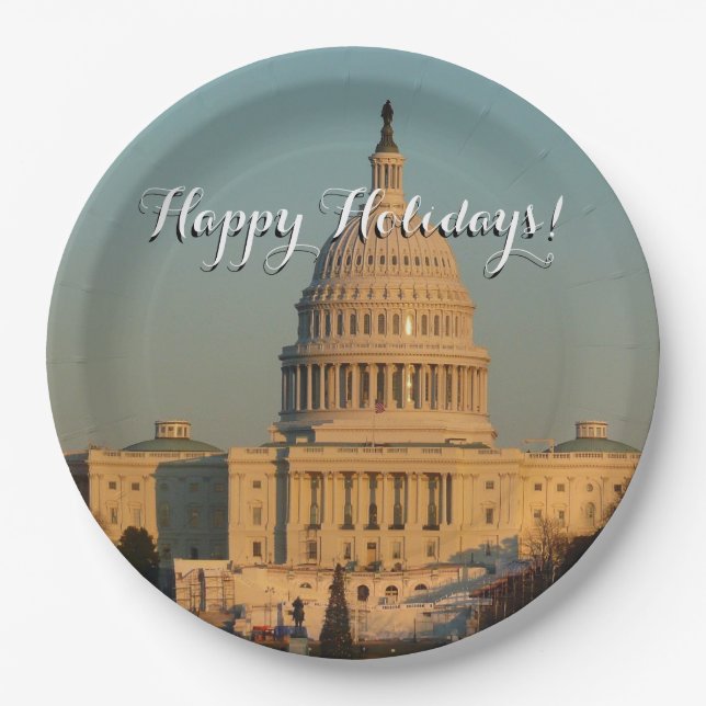 Hauptstadt zu Weihnachten - Washington DC Urlaub Pappteller (Vorderseite)
