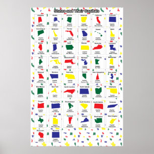 Hauptstädte der Bundesstaaten Druck Poster