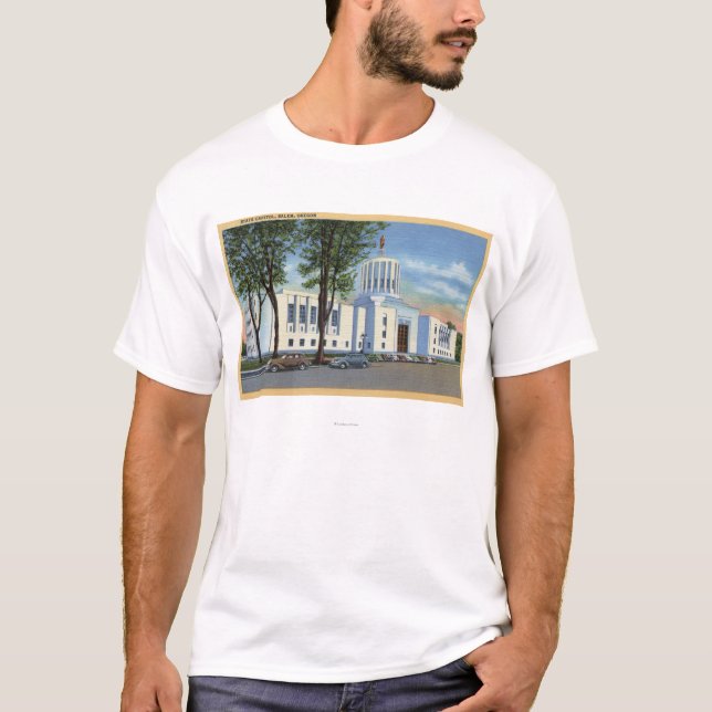 Hauptstadts-Gebäude-Ansicht Salems, Oregon - Staat T-Shirt (Vorderseite)