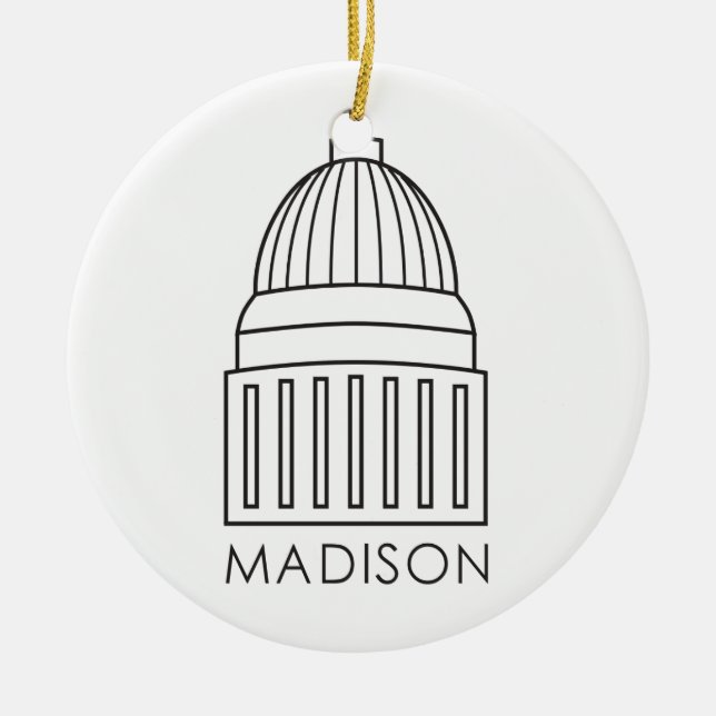 Hauptstadts-Gebäude Madisons Wisconsin Keramik Ornament (Vorne)