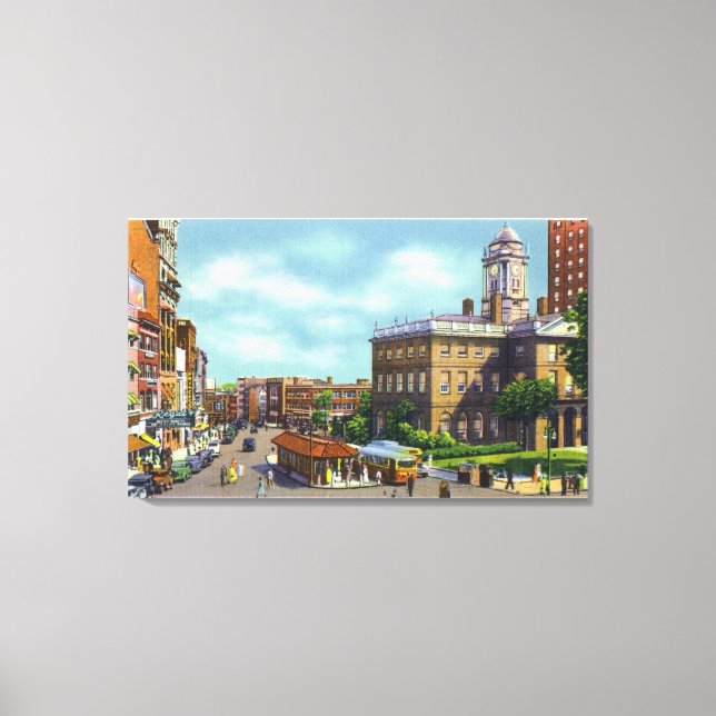 Hauptstraße Aussicht auf Staat Street & Old Staat Leinwanddruck (Vorderseite)