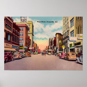 Hauptstraße Evansvilles Indiana Poster