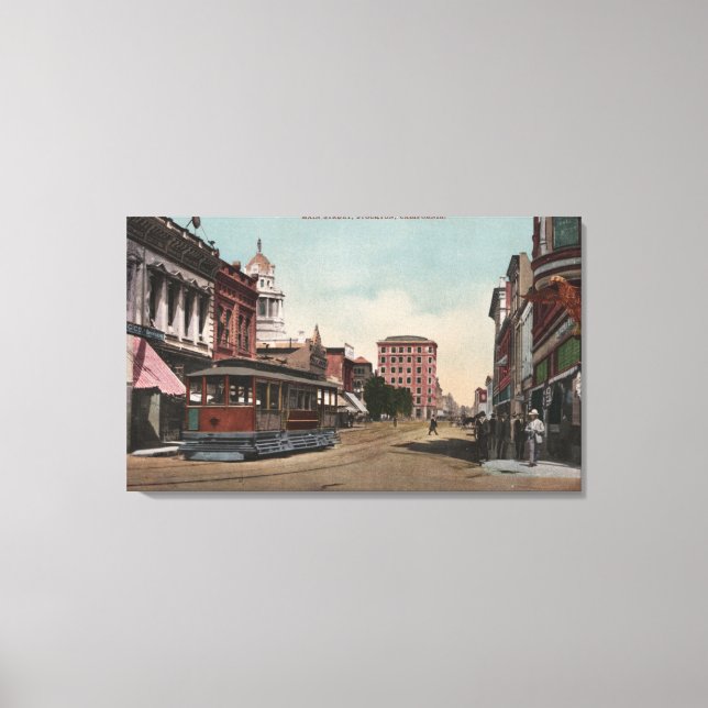 Hauptstraße mit Street Car Leinwanddruck (Vorderseite)