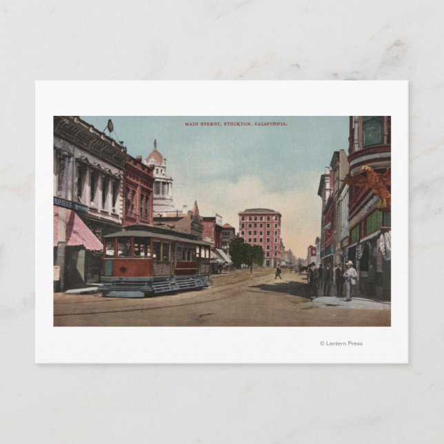 Hauptstraße mit Street Car Postkarte (Vorderseite)