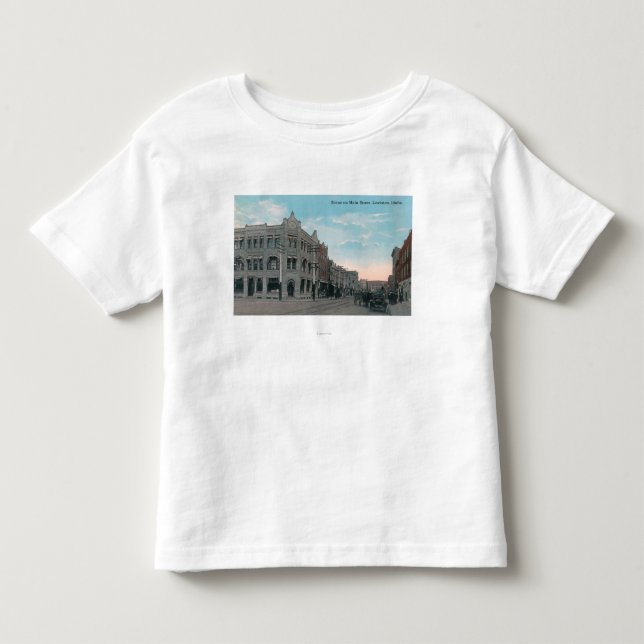 Hauptstraßen-Szene mit Pferdewagen und Kleinkind T-shirt (Vorderseite)