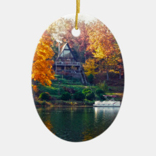 Haus auf dem See Keramikornament