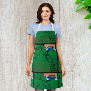 Haus auf einem grünen Hügel Schürze