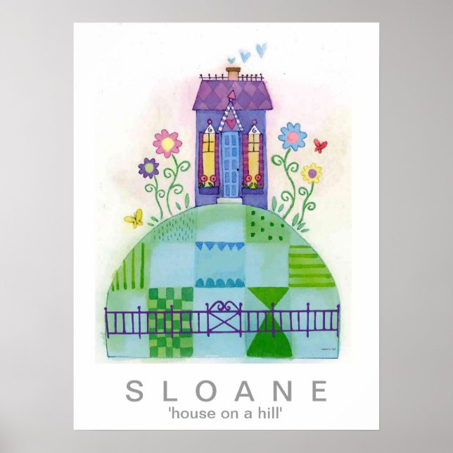 Haus auf einem Hügel Poster (Vorne)