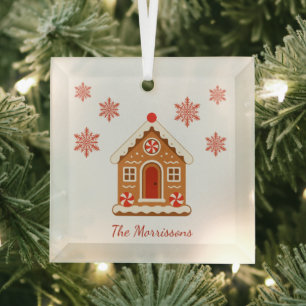 Haus aus Lebkuchen mit individuellem Namen Ornament Aus Glas