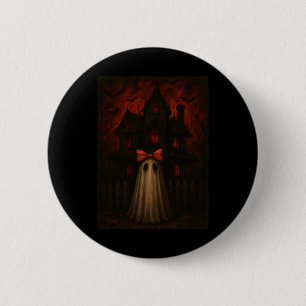 Haus Bow Hemd Gruseliger Geist Rote Nacht Gruselig Button