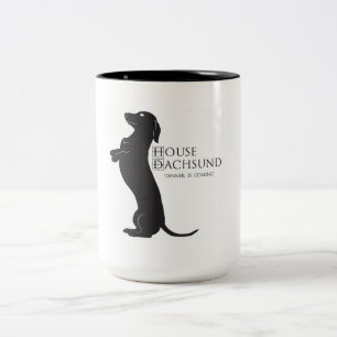 Haus-Dackel "Abendessen ist kommende" Kaffee-Tasse Zweifarbige Tasse