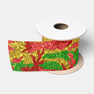Haus der Camouflage Gold Xmas Muster Satinband