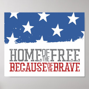 Haus der Freien wegen der Tapferen US-Flagge Poster