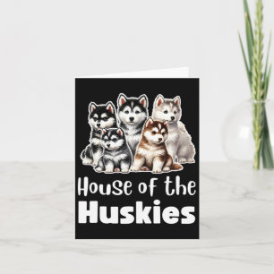 Haus der Huskies Süße Wasserfarbe Welpen Huskies Karte