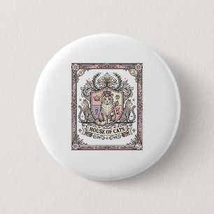 Haus der Katzen Katzen Heraldik Wappen Vintage Button