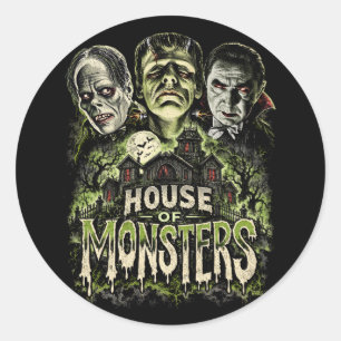 Haus der Monster Klassischer Horror-Monster-Aufkle Runder Aufkleber