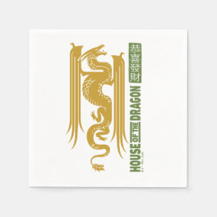 Haus des Dragon Gold & Green New Year   恭 喜 發 財 Serviette