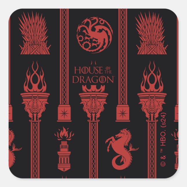 Haus des Dragon-Wappen-Musters Quadratischer Aufkleber (Vorderseite)
