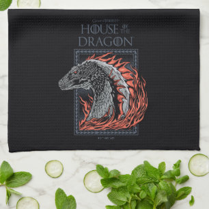 HAUS DES DRAGONS Drachenprofil in Flammen Geschirrtuch