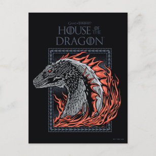 HAUS DES DRAGONS   Drachenprofil in Flammen Postkarte