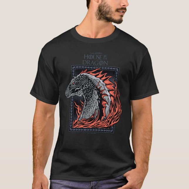 HAUS DES DRAGONS | Drachenprofil in Flammen T-Shirt (Vorderseite)