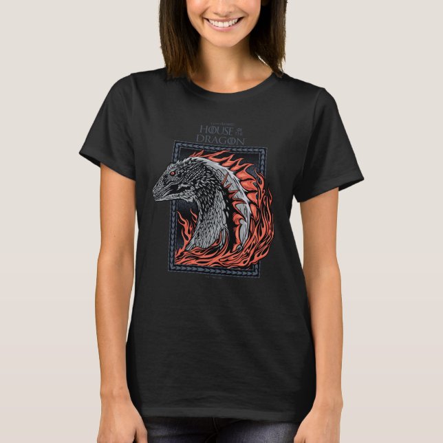 HAUS DES DRAGONS | Drachenprofil in Flammen T-Shirt (Vorderseite)