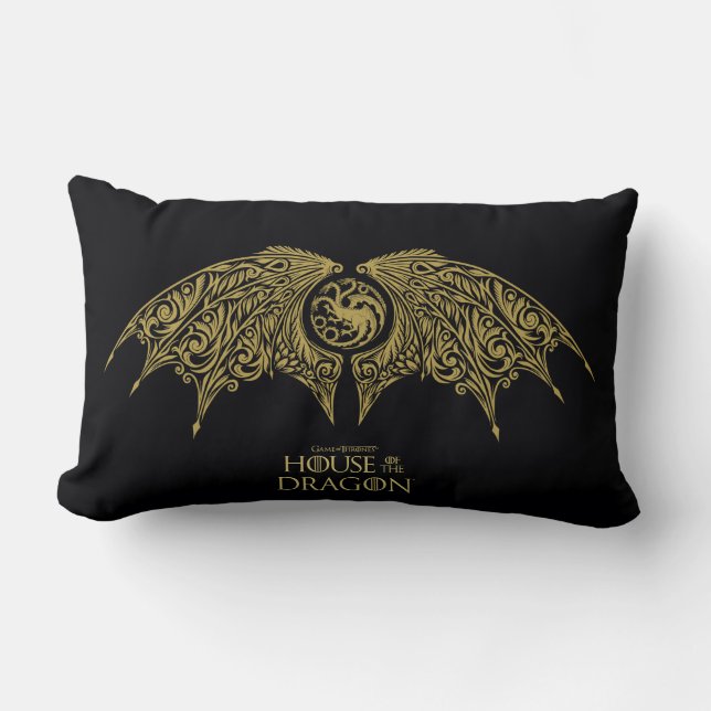 HAUS DES DRAGONS | Flügeliges Targaryen-Wappen Lendenkissen (Vorderseite)