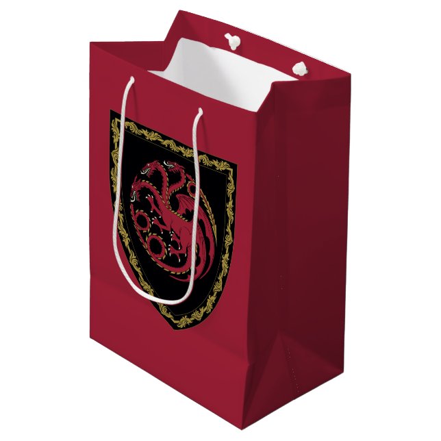 HAUS DES DRAGONS | House Targaryen Wappen Mittlere Geschenktüte (Vorderseite Schrägansicht)