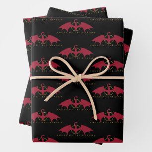 HAUS DES DRAGONS Roter Drache Geschenkpapier Set