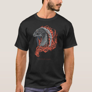 Haus des Illustrierten Drachen mit Feuer T-Shirt