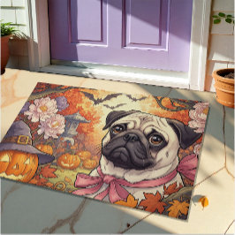 Haus des Mops Hund & Halloween, Herbst, Art Nuovo Fußmatte
