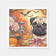 Haus des Mops Hund & Halloween, Herbst, Art Nuovo