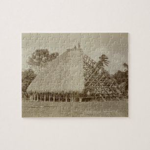 Haus-Gebäude in Samoa-Inseln, c.1875 (Sepia-Foto)