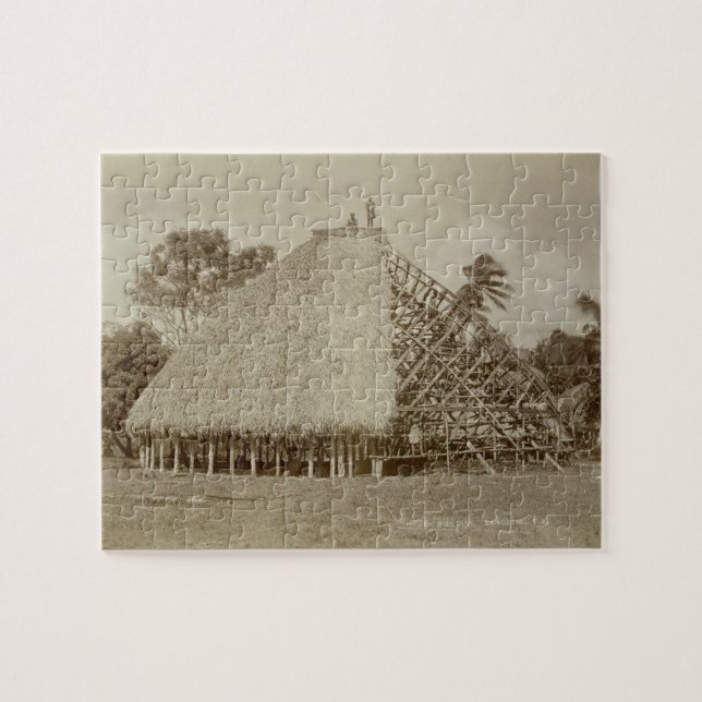 Haus-Gebäude in Samoa-Inseln, c.1875 (Sepia-Foto) (Horizontal)