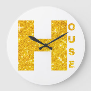 HAUS GOLD & GLITTER SCHRIFTEN #1 GROßE WANDUHR