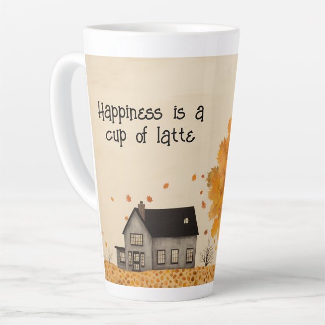 Haus im Herbst glücklich Latte Milchtasse (Linke Ecke)