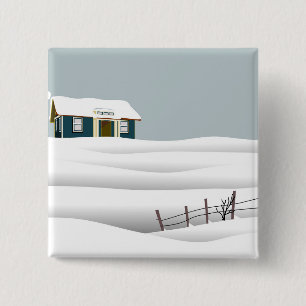 Haus in einer verschneiten Landschaft Button