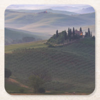 Haus in Toskana im Morgennebel-Untersetzer