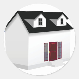 Haus (Kleine Zuhause) Runder Aufkleber