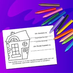 Haus Lehr-Notfall-Infokarte für Kinder Aktivitätsk Postkarte