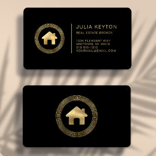 Haus-Logo Gold Premium Schwarz Immobilien Visitenkarte