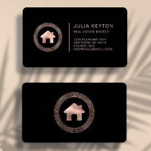 Haus-Logo Roségold Premium Schwarz Immobilien Visitenkarte