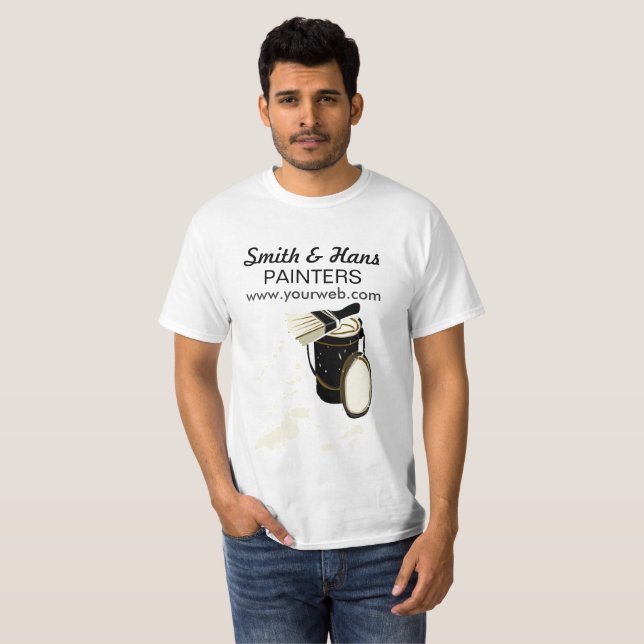 Haus-Maler-Farben-Spritzer-weiße Farben-Bürste T-Shirt (Vorne ganz)