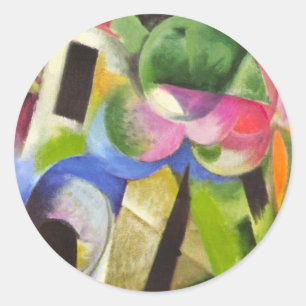 Haus mit Bäumen von Franz Marc, Vintage Fine Art Runder Aufkleber