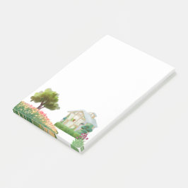 Haus mit Blumengarten Post-it-Hinweise Post-it Klebezettel
