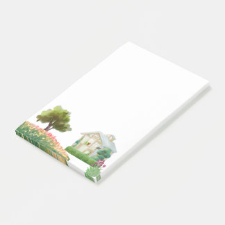 Haus mit Blumengarten Post-it-Hinweise Post-it Klebezettel