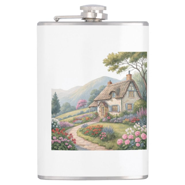 Haus mit Garten Flachmann (Vorderseite)