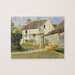 Haus mit Gerüst (Vintage Bauarbeiten)